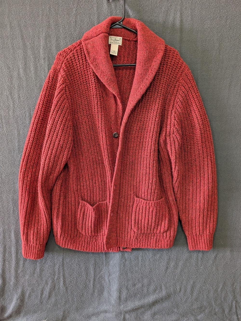 L.L. Bean Red Shawl Collar Cardigan - Mens Size L